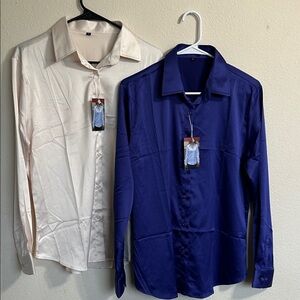 Men's Classic Blue and Cream Shirt Set
